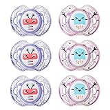 Tommee Tippee Closer to Nature Fun Style Orthodontic Baby Soothie Pacifier, 0-6 Months - Girl, 6 Pack