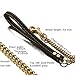 4ft Dog Leash Metal Long 18K Gold Chew Proof Indestructible Cool Best Leash Chain Link for Pet Durable Large with Leather Handle (Thick Stainless Steel)
