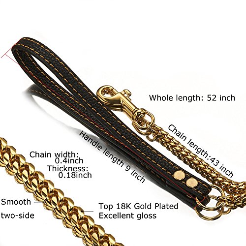 4ft Dog Leash Metal Long 18K Gold Chew Proof Indestructible Cool Best