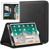 MoKo Case Fit 2018/2017 iPad 9.7 6th/5th Generation/iPad Air/iPad Air 2 Tablet, Genuine Executive Portfolio Case Slim Folding Stand Cover with Document Card Slots, Black