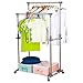 Ollieroo Stainless Steel Garment Rack Adjustable Telescopic Rolling Clothing Rack (Double Rail)