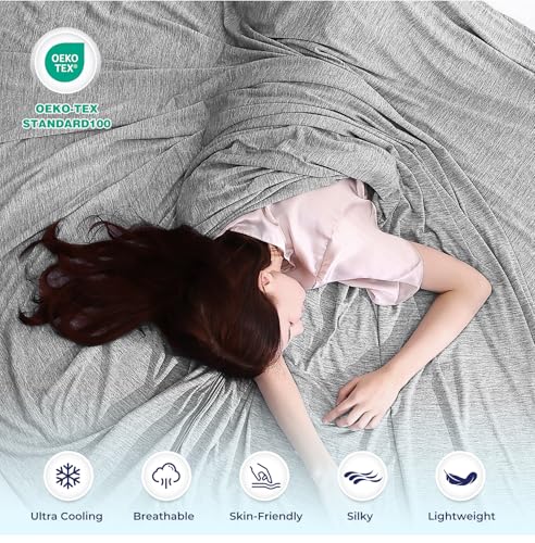 Luxear Cooling Blanket for Summer, Blanket with Cold Feeling Technology, Soft Lightweight Blanket for Sofa, Armchair, Adult, Baby, Child, Dog, Travel, Car, 220 x 240 cm, Grey