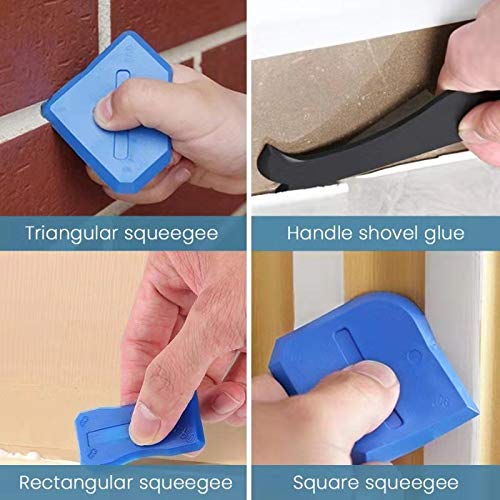 3 in 1 Silicone Caulking Tools（stainless steelhead）, Sealant Finishing Tool Grout Scraper, Reuse and Replace 5 Silicone Pads, Great Tools for Kitchen Bathroom Window, Sink Joint(11Pcs)