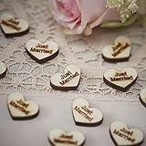 50pcs Just Married Wooden Heart Rustic Wedding Table Scatter Decoration Crafts