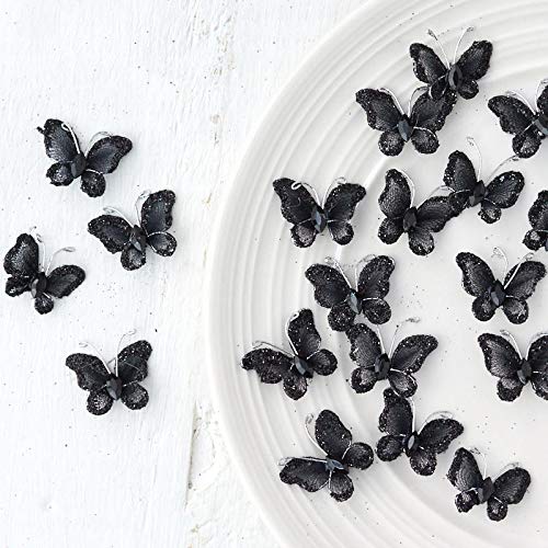 Black Nylon and Glitter Mini Butterflies | 40 Butterflies | for Indoor Decor