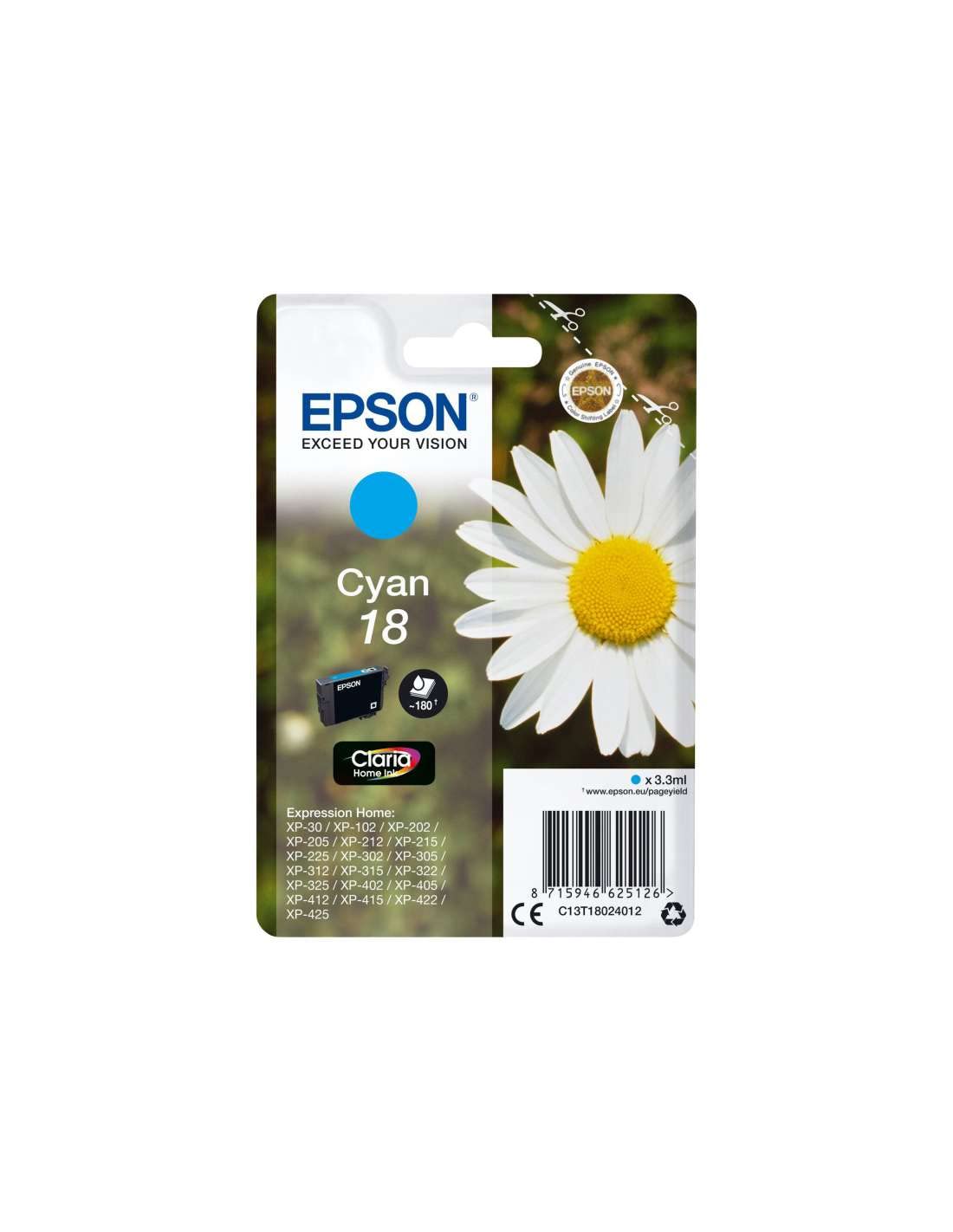 Epson 18 Cyan Daisy Genuine, Claria Home Ink Cartridge