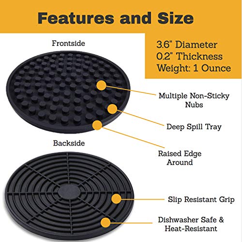 Large Drink Coasters Absorbs Moisture and Prevents Table Damage, Modern Black Rubber Coaster