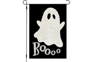 CROWNED BEAUTY Halloween Ghost Garden Flag 12x18 Inch Double Sided Small Burlap for Outside Boo Black Holiday Yard Decoration CF1079-12