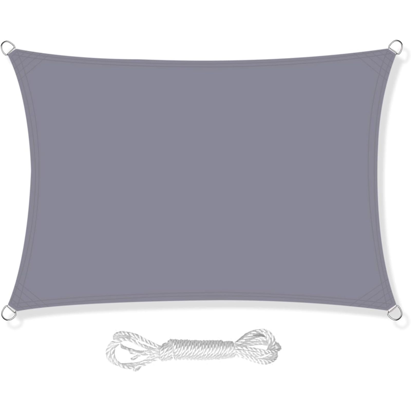 HEYOMART Sun Shade Sail 2m x 4m Rectangle Shade Sails Waterproof Outdoor Garden Patio Party Sunscreen Awning Canopy 98% UV Block With Free Rope, Grey