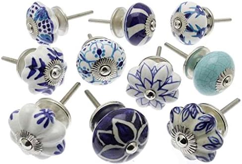 Glitknob 14 X Mixed Blue Shabby Chic Ceramic Cupboard Knobs Drawer Pull Kitchen Maharaja-203 E
