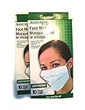 Assured Face Mask Protector Against Airborne Particles and Fluid - 2 Boxes of 10 (20 Masks Total)