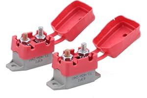 Gloaso 12V 24V ﻿40A Auto Reset Circuit Breaker with Stud Bolt and Cover for Battery Chargers Automotive Trucks Car DC Motors, Type I 40 Amp Resettable Breakers for Boat Trolling Motor, 2 Pack