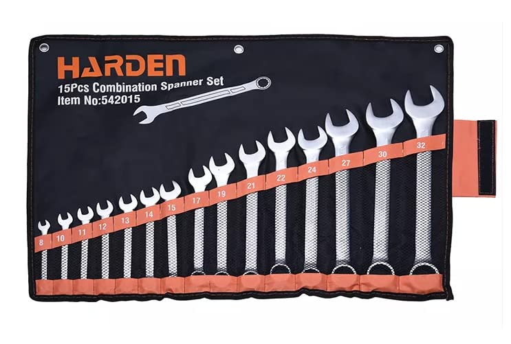 HARDEN 542015, Combination Spanners Set 15pcs Sizes 8-32mm, Pouch Bag