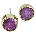 SUNYIK Purple Titanium Coated Crystal Quartz Geode Druzy Stud Earrings