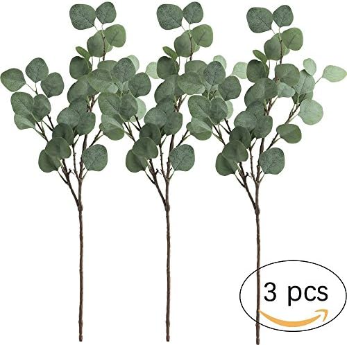 3 Pcs Artificial Silver Dollar Eucalyptus Leaf Spray in Green Artificial Greenery Holiday Greens Christmas greenery