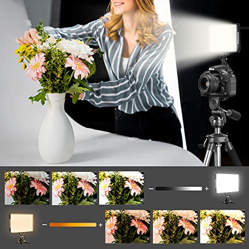 360 LED Video Light Panel, Dimmable Camera Camcorder Video Light, 3200k-5600k Portable Photography Lighting with 4400mAh Battery and Charger for Canon, Nikon, Pentax, Sony and Olympus DSLR Camera