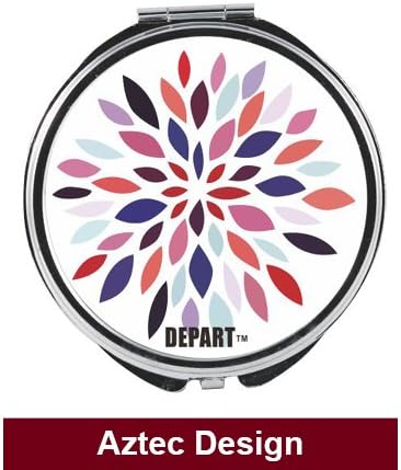 A Depart Makeup Mirror Compact Magnifying Make Up Pocket Mirror Portable Double Sided Mirrors with 2X Magnification and 1X Mirror for Travel, Purses and Birthday Gift. (aztec)