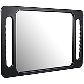 Wanmu Professional Extra Large Hand Mirror with Handle, 16"x10" Drop-Proof Hand Mirror with Double Handle Large Rectangular Handheld Mirrors for Salons, Beauty Salons, Barbers, Salon Hair Mirrors