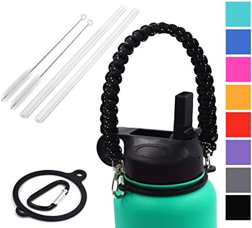 Vanteen Straw Lid with Handle for Hydro Flask Wide Mouth Sports Water Bottle (Black)