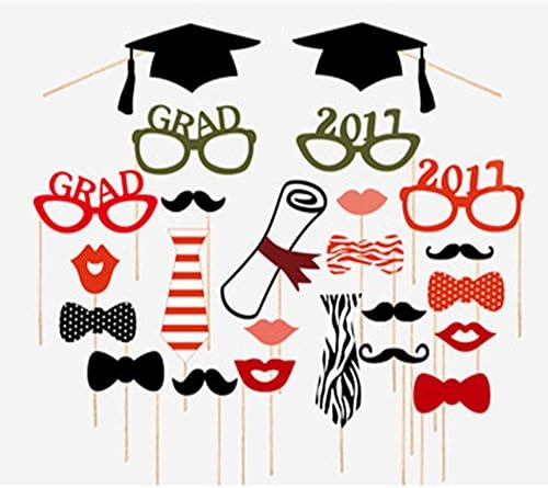 2017 Graduation Celebration Party Photo Booth Props Kits on Sticks Set of 24pcs