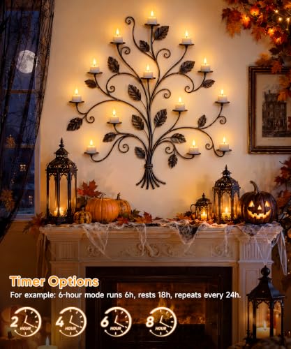 Dehobo Rechargeable LED Tea Light Candles Birthday Decoration 6 Pieces – Decorative Flame-Effect Candles with Charging Base More than 50 ~ 110 Hours – Flameless Candles for Party Home Living Room