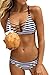 CUPSHE Women's Stripe Printing Strappy Cross Padding Bikini Set Beach Swimwear Bathing Suit Medium