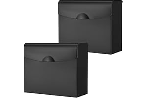 Tioncy 2 Pcs Sanitary Napkin Disposal Receptacle Stainless Steel Sanitary Napkin Receptacle Tampon Disposal Bin Wall Mounted Waste Tampon Holder Feminine Hygiene Disposal Container (Black)