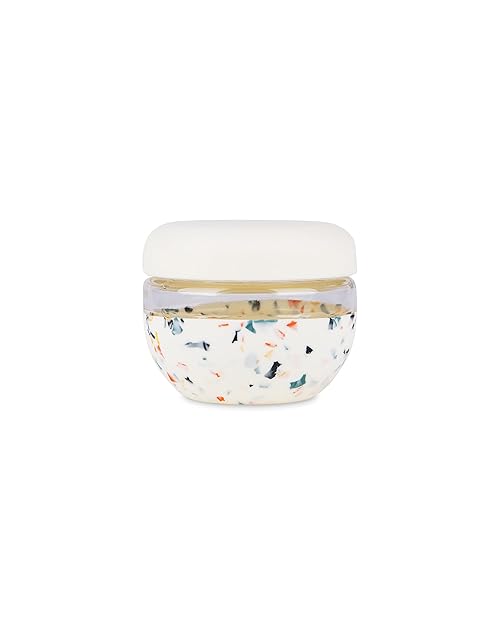 W&P Porter Seal Tight Glass Food Storage Container with Lid, Terrazzo Cream 16oz, Leak & Spill Proof Meal Prep Container, Microwave & Dishwasher Safe, Borosilicate Glass