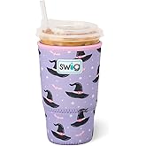 Swig Life Large Iced Cup Coolie, Halloween Standard 22oz Iced Coffee Cup Insulator Sleeve with Handle, Neoprene Insulated Coolie Keeps Drinks Cold (Spellbound)