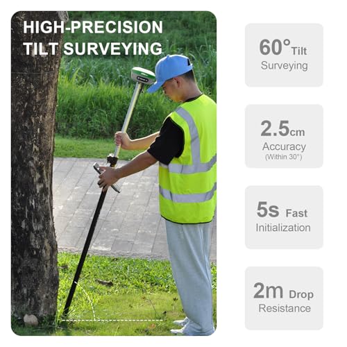 SMA26 Plus GNSS Receivers Base&Rover RTK GPS Land Survey Equipment with Permanent Survey Software, Connect with Drone/UAV, 1cm Accuracy,PPP/NTRIP/UHF Radio/BT, IP67, Ideal for Construction and Mapping