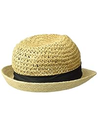 Steve Madden Fedora - Pajita de papel de ganchillo con banda tejida para mujer