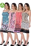 4-Pack Unique Styles Women's Summer Ultra Soft Flowy Floral Print Sundresses - Assorted Colors