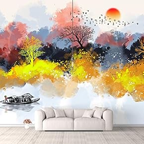 Wall Murals for Bedroom Traditional Chinese Landscape View Large Removable Wallpaper Peel and Stick Wall Stickers - 66x96 inches