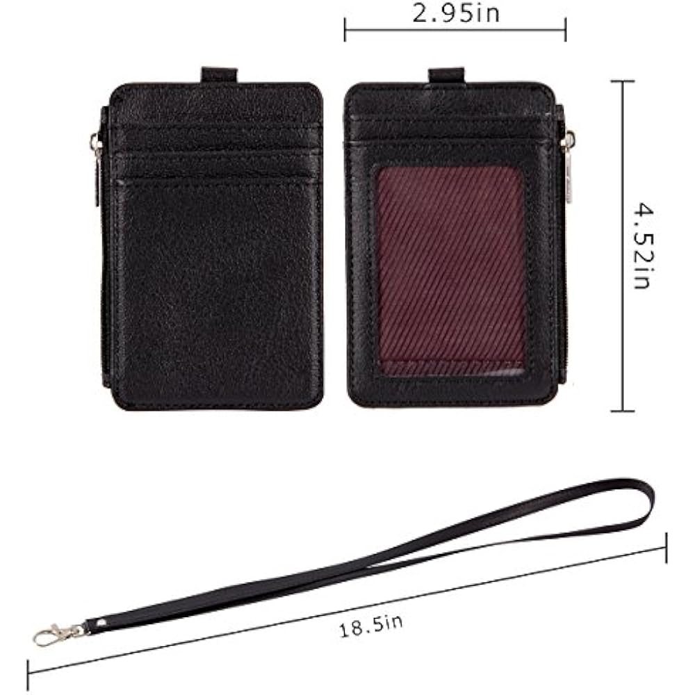 2 Pack PU Leather ID Card Badge Holder With Zipper 5 Cards Slot Wallet Case eBay