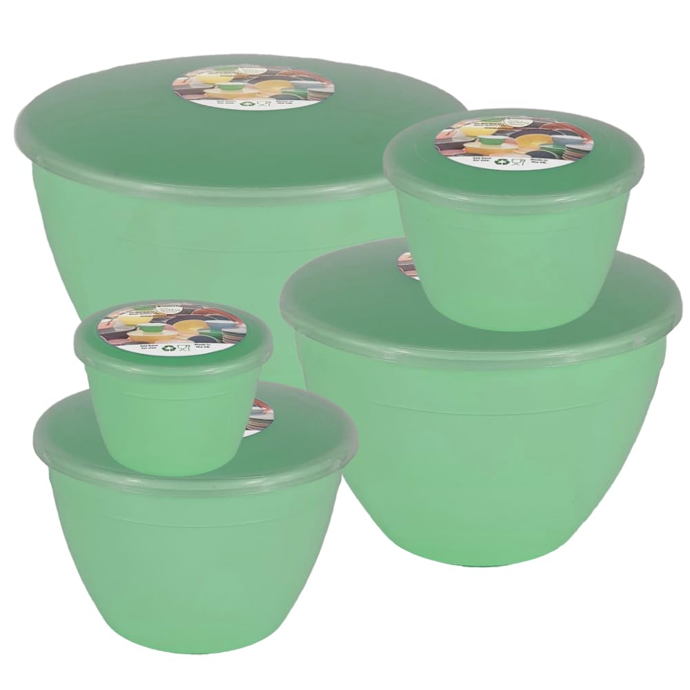 Just Pudding Basins Green Space Saving Set of Plastic Steam Pudding Bowls and Lids 5 Popular Sizes Up to 3 Pints