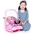 Joovy Toy Car Seat Baby Doll Carrier Featuring Crash-Tested Latch System for Safety, Machine-Washable Cover for Easy Cleaning, and Five-Point Harness - Fits Dolls 12” to 22”, Pink