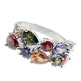 Gemstone Ring Morganite Garnet Amethyst Peridot 925 Silver Band for Women, Girl (8)