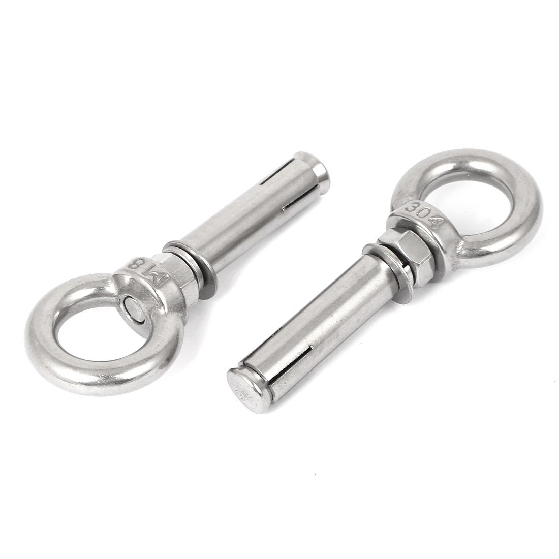 Sourcingmap M8x60mm Wall 304 Stainless Steel Expansion Screw Closed Hook Shield Bolts 2pcs