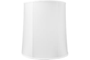 HOMECONCEPT 14"x16"x17” Prestige Tall Drum Lampshade with Brass Spider fitter - Perfect for Desk and Tall Table Lamps - Large Cylinder Shade Replacement, White Shantung Fabric
