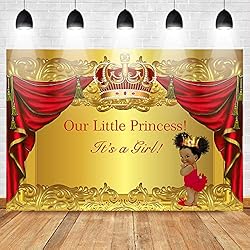 Mocsicka Royal Princess Baby Shower Backdrop Red