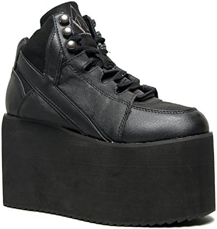 Y.R.U. Shoes QOZMO Lace Up High Flatform Platform Sneaker (11 B(M) US, Black)