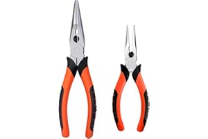 NOEAIKE Needle Nose Pliers 8"&6",Premium Long Nose Pliers Set with Wire Cutter Heavy-Duty CRV Steel,Pliers with Soft Grip for Home/Jewelry/Crafts-2 Pack
