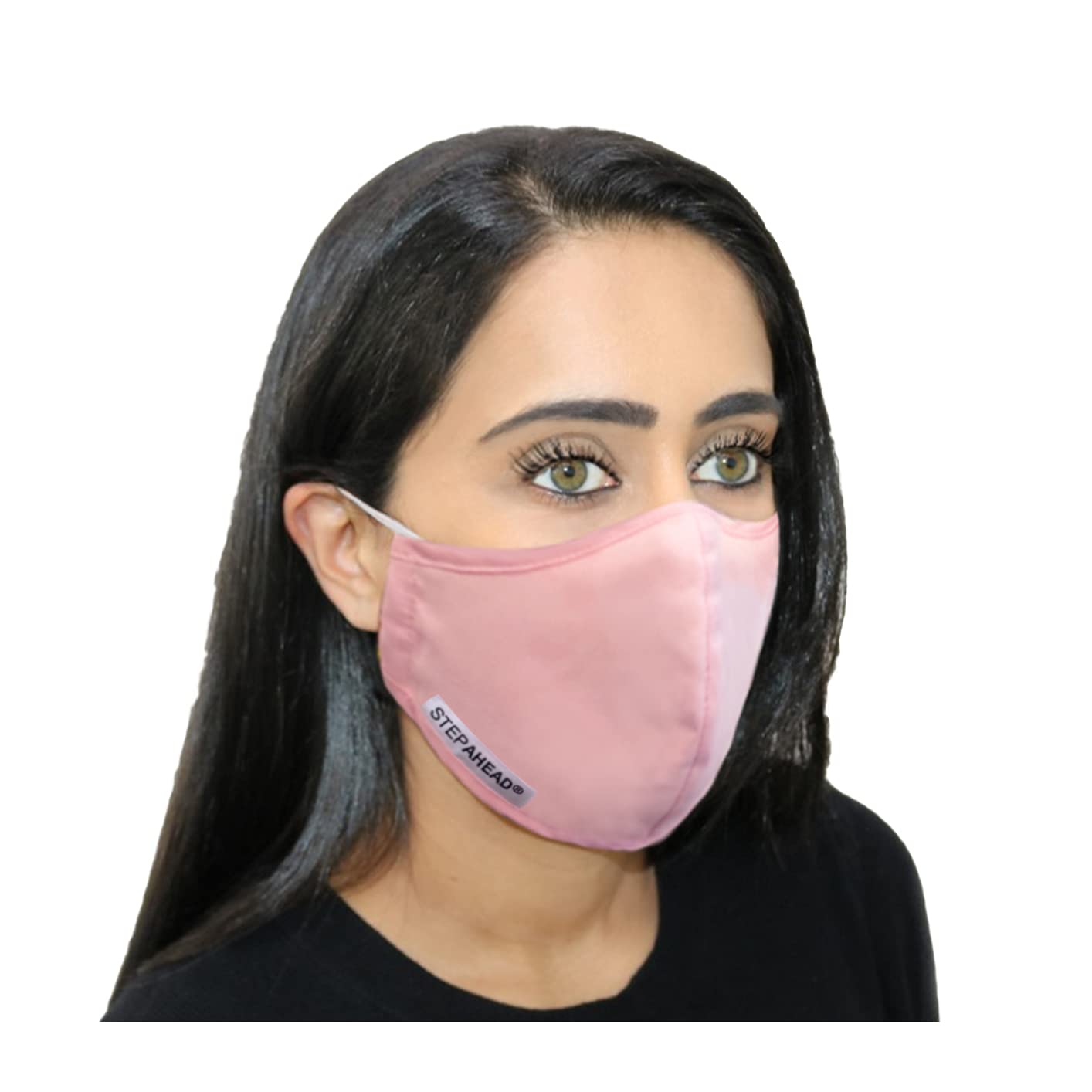 Step Ahead ® | 5 Pack Triple Layer Reusable Cotton Pink Face Mask (Pack of 5) | Unisex Fashion Washable | Nano Mesh Water Repellent Layer | Protects from Dust, Pollution, Droplets | UK Seller