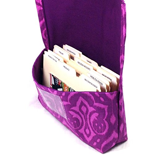 Coupon Organizer Holder Wallet Purse Purple Ikat Damask fabric