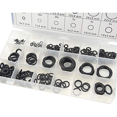XLX 225Pcs 12 Sizes Rubber O-Ring Gasket Silicone Sealing Repair Box Washer Seal Assortment Set for Plumbing Automotive General Repair