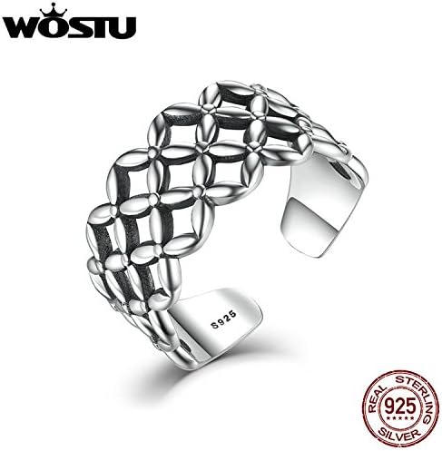 Slyq Jewelry 925 Sterling Silver Bradid Lace Pattern Open Cuff Adjustable Ring for Women BMR051