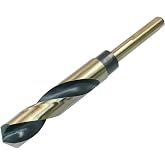 Bivethoi Reduced Shank Twist Drill Bits 18mm | Black Nitride &amp; Gold Titanium Coated, High Speed Steel 4341, 10mm Shank, For Drilling Steel Plate