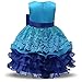 NNJXD Girl Ruffles Vintage Embroidered Sequins Flower Wedding Dress Size (100) 2-3 Years Blue