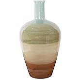 Howard Elliott Collection Multicolor Capri Stripe Glass Bottle Vase for Flowers, Abstract Design Decorative Bottle Vase for W