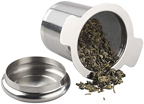 Rosenstein & Söhne Teefilter: Edelstahl-Teesieb micro-geätzt mit Deckel, für Tassen & Kannen (Teefilter Edelstahl, Gewürzsieb, Kaffeebereiter)